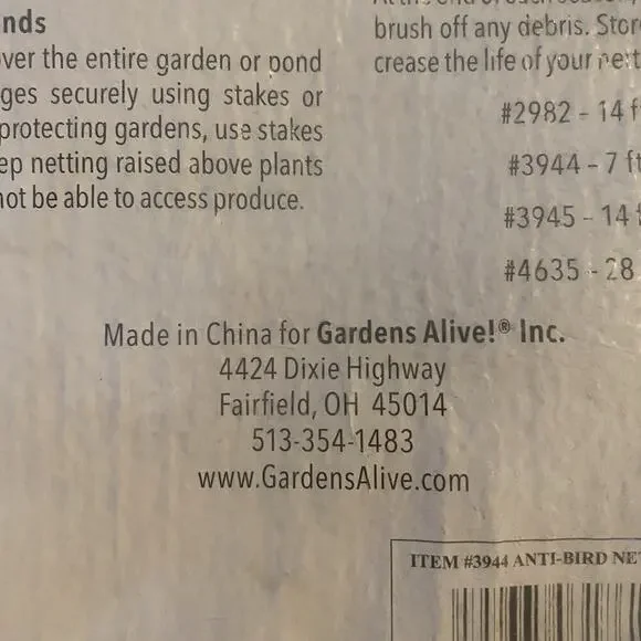 New Sealed PREMIUM Bird‎ Safe Blueberry Netting From Gardens Alive - Picture 3 of 3